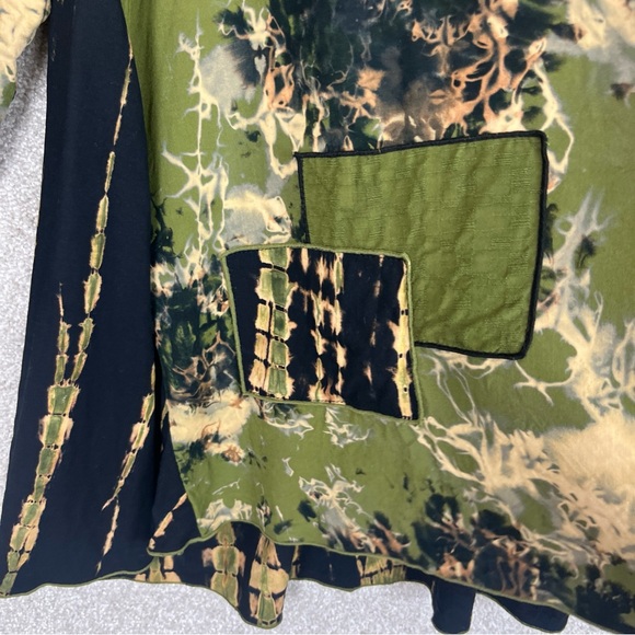 Iguana Tunic Womens Medium Green Rayon V Neck Pullover 3/4 Sleeve Boho- 2216* - Picture 6 of 10